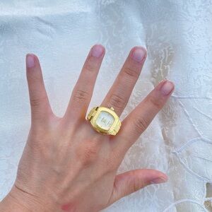 LE BARON GOLD VINTAGE RING WATCH